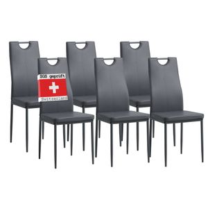 Albatros Stoličky do jedálne SALERNO sada 6, sivá - elegantný taliansky dizajn, čalúnené stoličky s poťahom z umelej kože, moderné a štýlové pri jedálenskom stole - kuchynská stolička, stolička do jedálne s vysokou nosnosťou