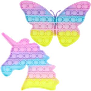2X Push Pop It Pop Blase Sensorisches Zappeln Spielzeug Autismus Stressabbau Kinder Lernspielzeug(Einhorn+Schmetterling)