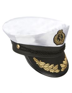 Kapitän-Mütze weiss-schwarz