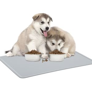 60 x 40cm Silikon Napfunterlage Haustier Anti-Rutsch Futtermatte rutschfest und Wasserdicht für Hund Katze Grau