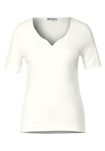 Street One Shirt mit Herz-Ausschnitt, off white