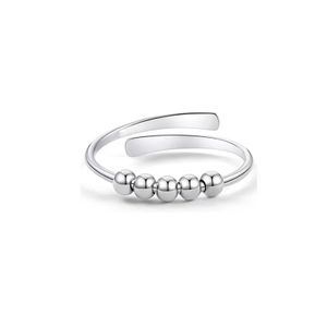 INF Verstellbarer Anti-Stress-Ring mit drehbaren Perlen Silber