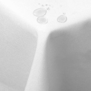 WOLTU TD3045ws Tischdecke Tischtuch Leinendecke Leinen Optik Lotuseffekt Fleckschutz Eckig 130x300 cm Weiß