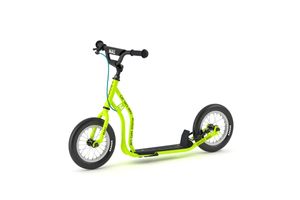 Yedoo Mau Kinder Roller Scooter Tretroller - für Kinder ab 4 Jahre, mit Luftreifen 12/12, Reflexelementen und verstellbarem Lenker Limette
