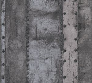 Livingwalls Tapete in Metalloptik Industrial Vliestapete grau schwarz 10,05 m x 0,53 m
