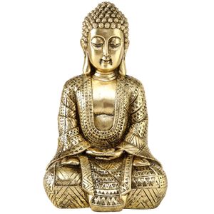 Buddha Dekofigur, Kunstharz gold, H 30 cm, JARVEN