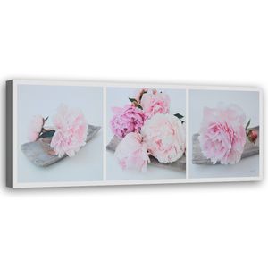 Feeby Wandbilder Bilder auf leinwand 120x40 Horizontal Blumen Rosa Pfingstrose Rosa Blumen