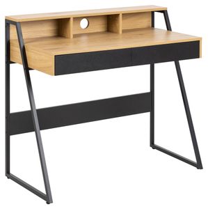 Reece Schreibtisch 3 Fächer, 2 Schubladen natur, schwarz.