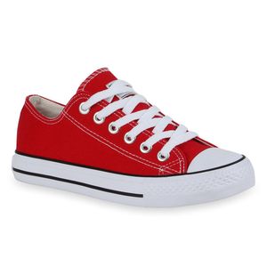 Mytrendshoe Damen Sneakers Sportschuhe Schnürer Schuhe 94237, Farbe: Rot Lucky, Größe: 45