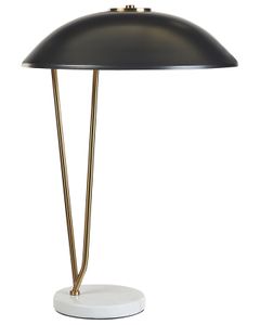 BELIANI Tischlampe Schwarz und Gold Metall 58 cm Marmorfuß Metallschirm Rund Langes Kabel mit Schalter Modern Schlaf- u. Wohnzimmer Ausstattung Deko