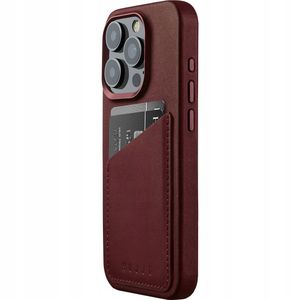 Mujjo Leather Wallet Case iPhone 15 Pro bordeaux