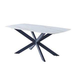 CasaDolce Kalena jedálenský stôl, 160x90 cm, biely mramor, kovový rám
