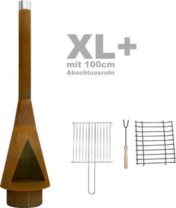 YERD Gartenkamin Denver XXL Cortenstahl Terrassenofen Feuerstelle 260 cm Rost