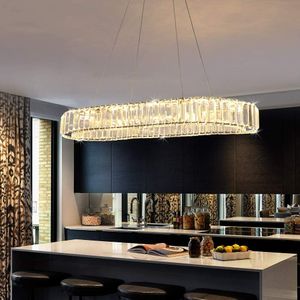 Modern K9 Kristall Kronleuchter, Dimmbar Pendel-Leuchte Deckenlampe, Oval Kristall Hängeleuchte, Häengelampe für Wohnzimmer, Esszimmer, Schlafzimmer, Restaurant, 70cm