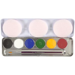 Eulenspiegel - Metall-Palette 6 Farben - Profi-Aqua Make-up