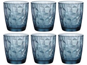 Bormioli Rocco Diamond Ocean Blue Tumbler, Trinkglas, 390ml, Glas, blau, 6 Stück