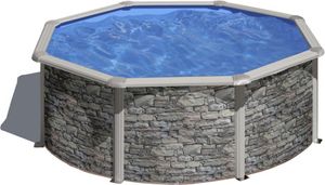 myPOOL Poolset Feeling Steinoptik- Rundform mit Stahlwandbecken Höhe 1,32 m Ø 5,50 x 1,32 m (Gr. 3)