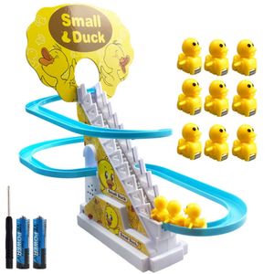 Elektrisches Enten- Klettertreppen Triebwagen Spielzeug mit leichter Musik Kinder Achterbahn Spielzeug Set mit 9 Enten