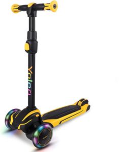 Yoleo Kinderscooter, kinder roller mit LED Leuchtenden Räder, Dreiradscooter 4 Höhenverstellbare für Jungen & Mädchen im Alter von 3-12 Jahren, bis 50kg blasbar, Gelb