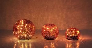 3er Set LED Glaskugeln mit Craquelé-Effekt - verschiedene Größen 10cm, 12cm, 15cm - IP44 - Für Drinnen und Draußen