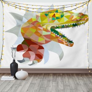 ABAKUHAUS Dinosaurier Wandteppich, Buntes Mosaik T-Rex, Wohnzimmer Schlafzimmer Heim Seidiges Satin Wandteppich, 200 x 150 cm, Mehrfarbig