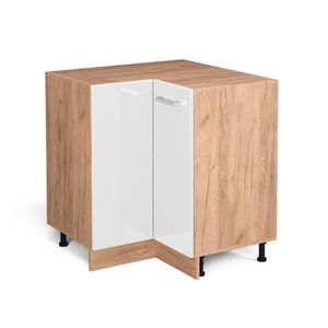 Vicco Eckschrank R-Line, 75.6 cm ohne Arbeitsplatte, Weiß Hochglanz/Goldkraft Eiche