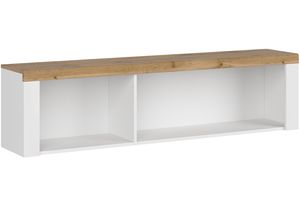 Konsimo Hängendes Regal mit Schublade und Einlegeböden "DAMINO", Weiß, laminierte Möbelplatte, Modern, 156x40x32 cm