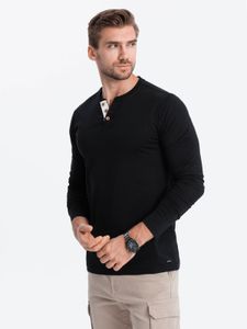 Ombre Clothing Langarm-T-Shirt für Männer Henley schwarz M