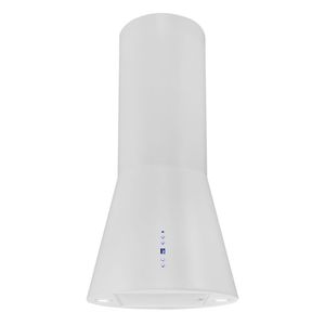 GALA IS50W 50cm runde, weiß lackierte Dunstabzugshaube der Marke F.BAYER, Inselhaube mit Drucktastensteuerung und Display, 850m³/h, EEK A, LED