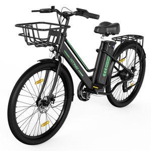 HITWAY E Bike mit vorderer Korb Damen Herren 26 Zoll Elektrofahrräder Pedelec Citybike mit Fahrradpumpe und Fahrradschloss mit 250W Motor 36V 8.4AH