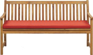 BELIANI Gartenbank mit Auflage DunkelrotAkazienholz 160 cm Landhaus Stil Gartenausstattung Balkon Terrasse Garten