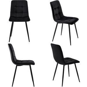okwish Esszimmerstuhl 4er Set Polsterstuhl Stuhl mit Rückenlehne, Sitzfläche aus Samt und Metall, Schwarz