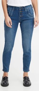 Pulz Jeans PZMALVINA Loose Jeans Skinny Leg Damen Jeans Denim Hose Baumwolle mit Stretch Knopfleiste Dekorationen an Taschen
