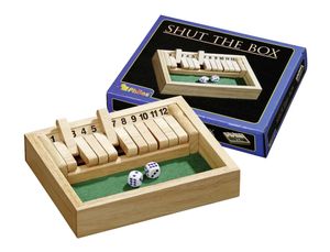 Shut The Box, 12er, klein, Reisespiel, Würfelspiel, für 2+ Spieler, ab 6 Jahren