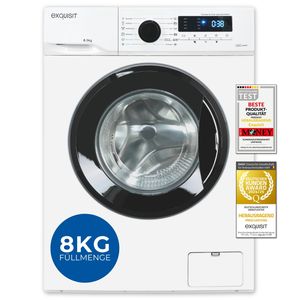 Exquisit Waschmaschine 8kg, Energieeffizienzklasse A, max. 1400 U/Min, 13 Programme, Startzeitvorwahl, Kindersicherung, WA58014-020A weiss