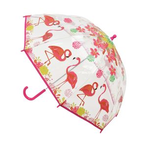 Drizzles - Dětský deštník na tyči Flamingo 1427 (jedna velikost) (transparentní/růžový)