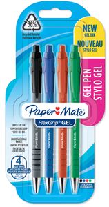 Paper Mate FlexGrip Gelstifte | 0,7 mm | schwarze | blaue | rote & grüne Tinte | 4 Stück