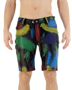 Bockle® Gay Shorts Flag Genuine Leather Gay Shorts CSD Pants krátke kožené nohavice, W40/L34