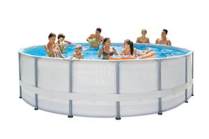Summer Waves Premium FRAME Pool, weiß, PVC/Stahl, Ø488x122 cm, jede Menge Zubehör inklusive, rund