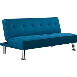 Yaheetech Schlafsofa Sofabett | 3-Sitzer Sofa Couch Gästebett Klappbett | Klappsofa mit Schlaffunktion | Bezug aus Polyester | 350kg belastbar Blau