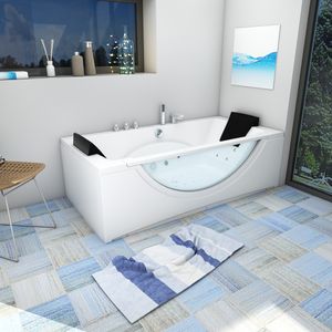 Whirlpool Pool Badewanne Eckwanne Wanne W81H-TH-C 180x90cm passive Schlauch-Reinigung