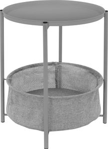 ML-Design Beistelltisch rund mit Stoffkorb & abnehmbarer Tablett, Couchtisch aus Metall