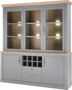Landhaus Esszimmer Buffet mit LED Beleuchtung in grau mit Artisan Eiche Nb. CHATHAM-61, B/H/T ca. 183/206/44 cm