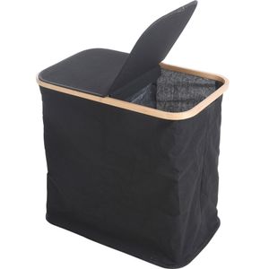 Wäschesack mit Bambusrahmen, 53x50 cm, schwarz - Home Styling Collection