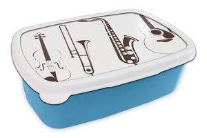 MuchoWow® Lunchbox Brotzeit Brotdose 17x11 cm Eine Illustration einer Geige und anderer Instrumente Kinder Brotzeitdose - Lunch - Kunststoff  - Brotbüchse - Sandwichbox - Lunchbox für Kinder