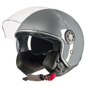 VINZ Pavia Jethelm mit Doppelvisier | Roller Helm Fashionhelm | In Gr. XS-XXL | Jet Helm mit Sonnenblende | ECE 22.06 Zertifiziert | Motorradhelm mit Visier - Grau | XL
