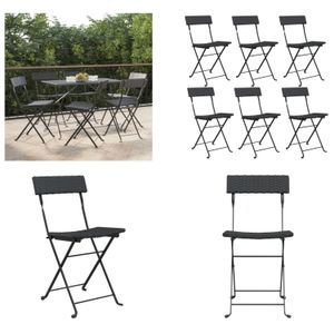 vidaXL Bistrostühle 6 Stk. Klappbar Schwarz Poly Rattan und Stahl - Klappbarer Bistrostuhl - Klappbare Bistrostühle - Gartenmöbel - Outdoor Möbel