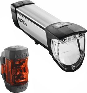Busch & Müller 180L/383 Akku-Leuchtenset 'IXON Core' & 'Ixxi', LED, Ladegerät & Kabel, schwarz/grau (1 Set)