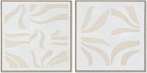 Bild Home ESPRIT Weiß Beige abstrakt Skandinavisch 83 x 4,5 x 83 cm (2 Stück)