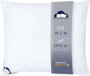 Kopfkissen 70x90 cm - 80% Federn, 20% Daunen, Kissen ist hypoallergen, , RDS, Baumwollbezug, waschbar, inkl. Aufbewahrungstasche, Federkissen Pillow
